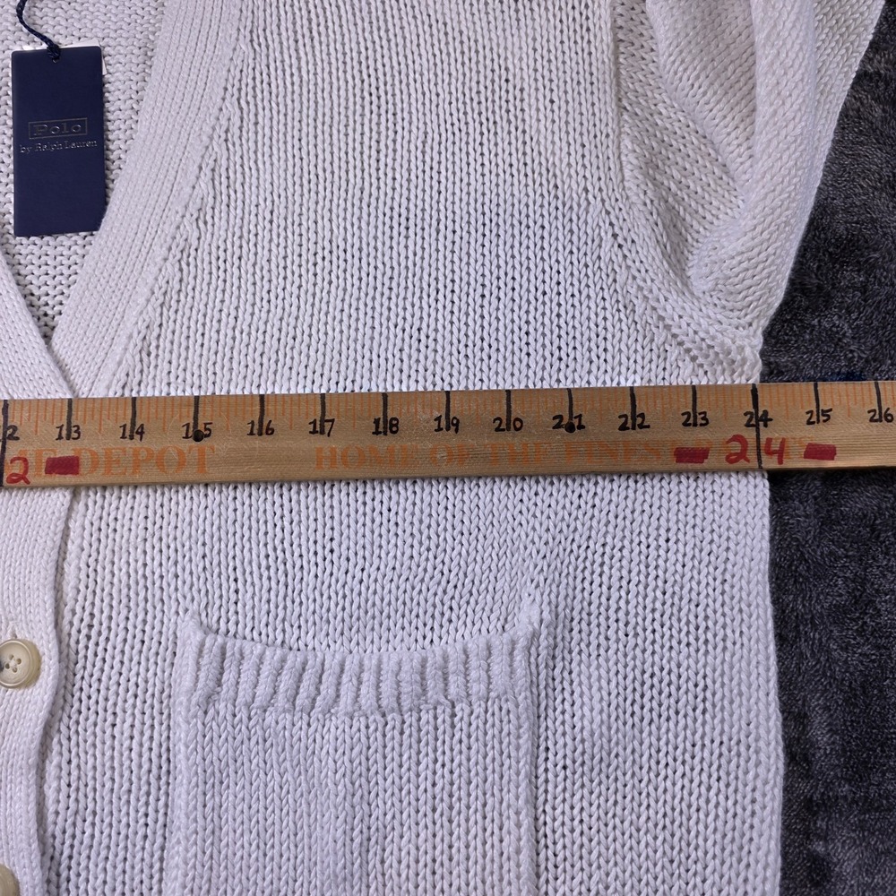 Polo Ralph Lauren Linen Blend Cardigan Womens M Bright White - Picture 6 of 9